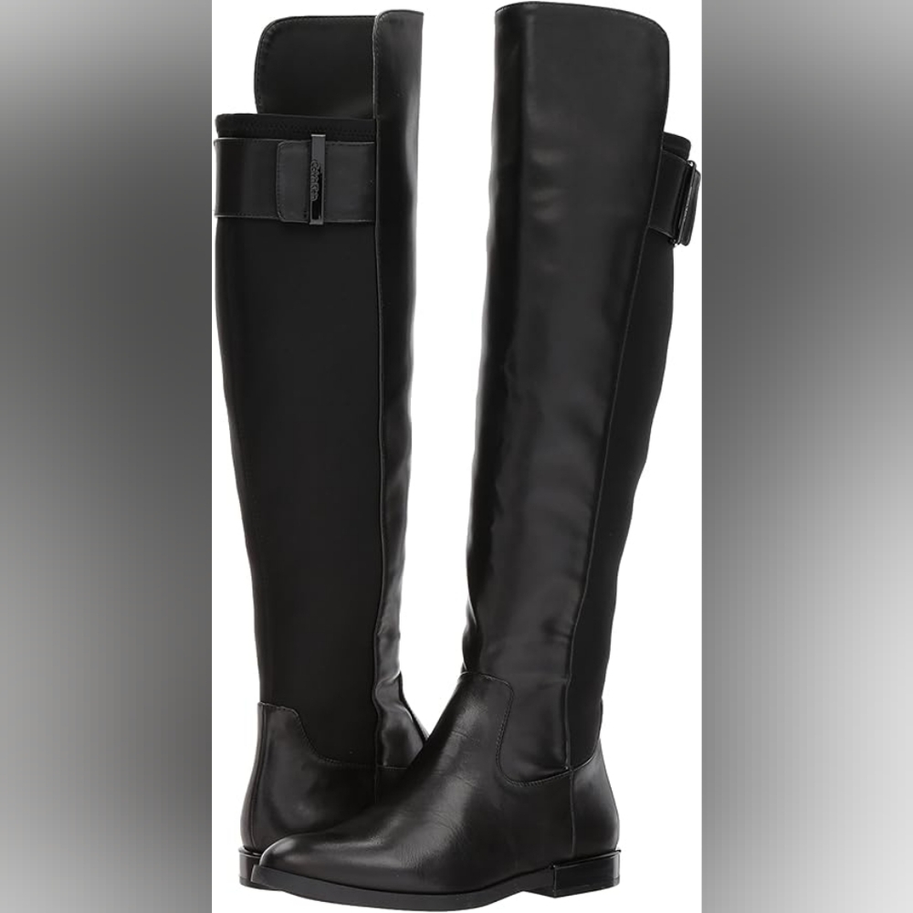 Calvin Klein PRIYA Black Cow Leather Boots 5.5 - Picture 9 of 10